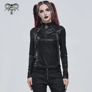 TT179 Cyberpunk style high neck everyday T-shirt
