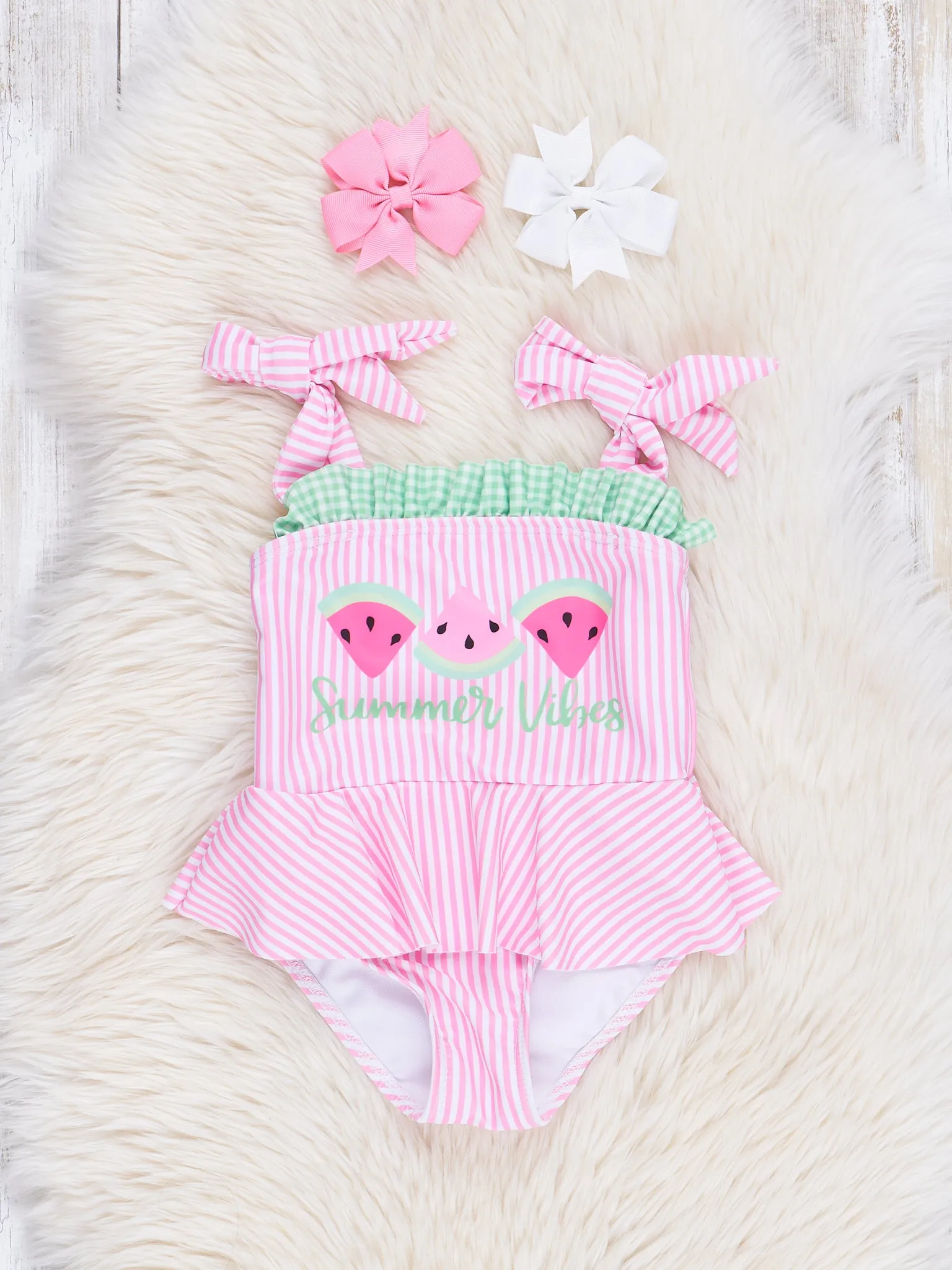 Watermelon Summer Vibes Ruffle Swimsuit
